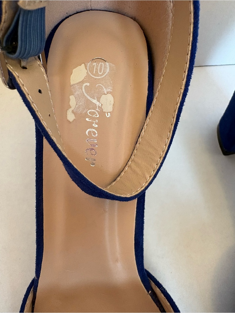 Forever Royal Blue Faux Suede D'Orsay Ankle Strap Heels Size 10 - Picture 2 of 10
